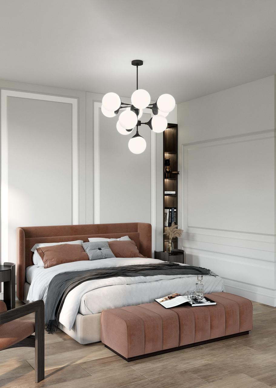 Alora Lighting Nouveau 35-in Matte Black/Opal Matte Glass 10 Lights Chandeliers