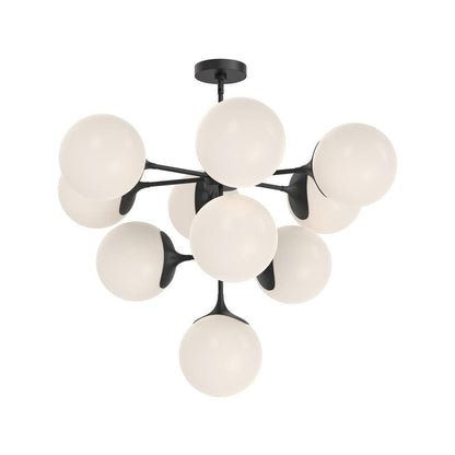 Alora Lighting Nouveau 35-in Matte Black/Opal Matte Glass 10 Lights Chandeliers