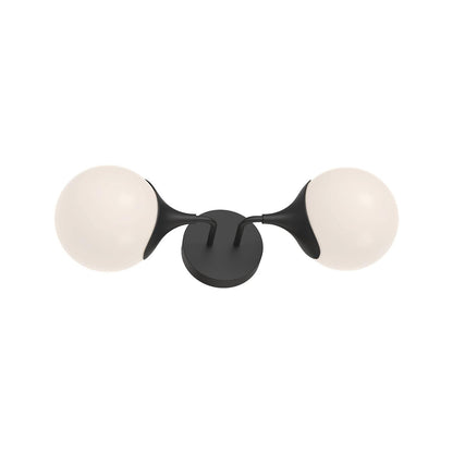Alora Lighting Nouveau Bathroom Vanity Light, 1-Light, Matte Black, Opal Matte Glass, 19.38"H