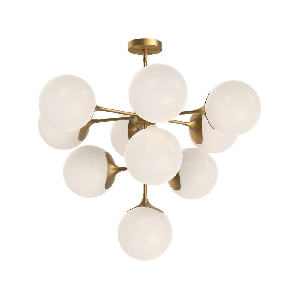 Alora Lighting Nouveau Chandelier, 10-Light, Aged Gold, Opal Matte Glass, 34.88"D (CH505335AGOP 706TVHZ)
