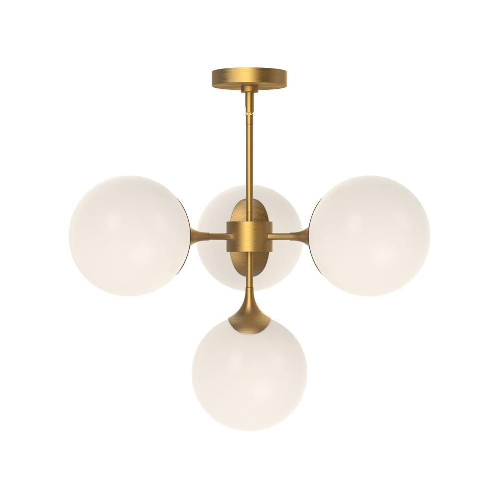 Alora Lighting Nouveau Chandelier, 4-Light, Aged Gold, Opal Matte Glass, 26"D (CH505426AGOP 706TVJ1)
