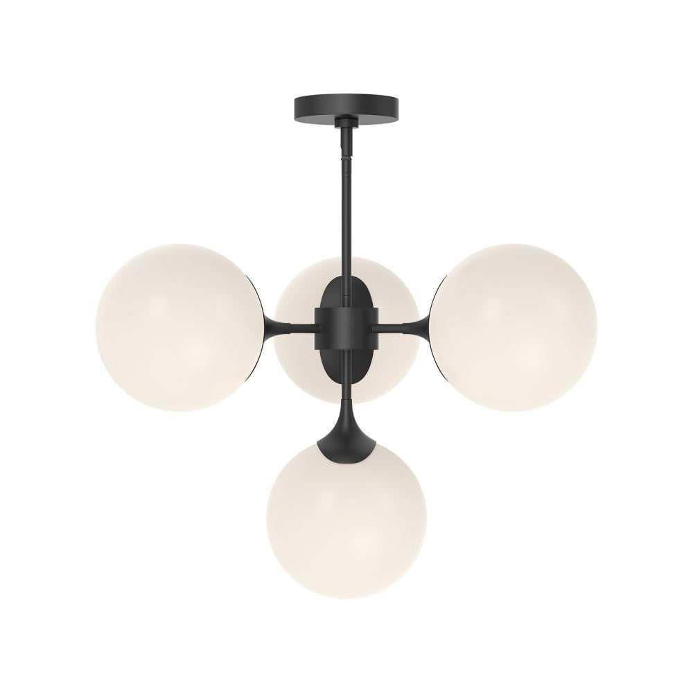 Alora Lighting Nouveau Chandelier, 4-Light, Matte Black, Opal Matte Glass, 26"D (CH505426MBOP 706TVJ2)