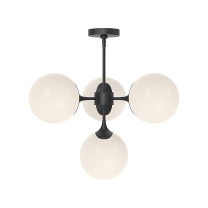 Alora Lighting Nouveau Chandelier, 4-Light, Matte Black, Opal Matte Glass, 26"D (CH505426MBOP 706TVJ2)