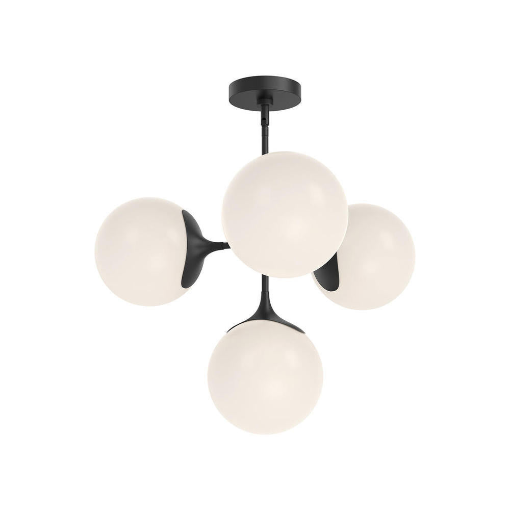 Alora Lighting Nouveau Chandelier, 4-Light, Matte Black, Opal Matte Glass, 26"D (CH505426MBOP 706TVJ2)