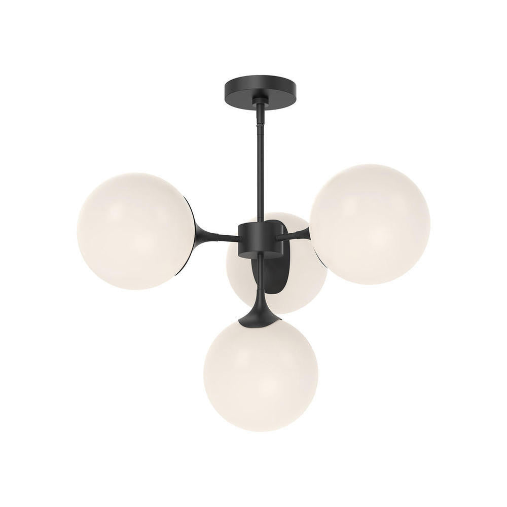 Alora Lighting Nouveau Chandelier, 4-Light, Matte Black, Opal Matte Glass, 26"D (CH505426MBOP 706TVJ2)