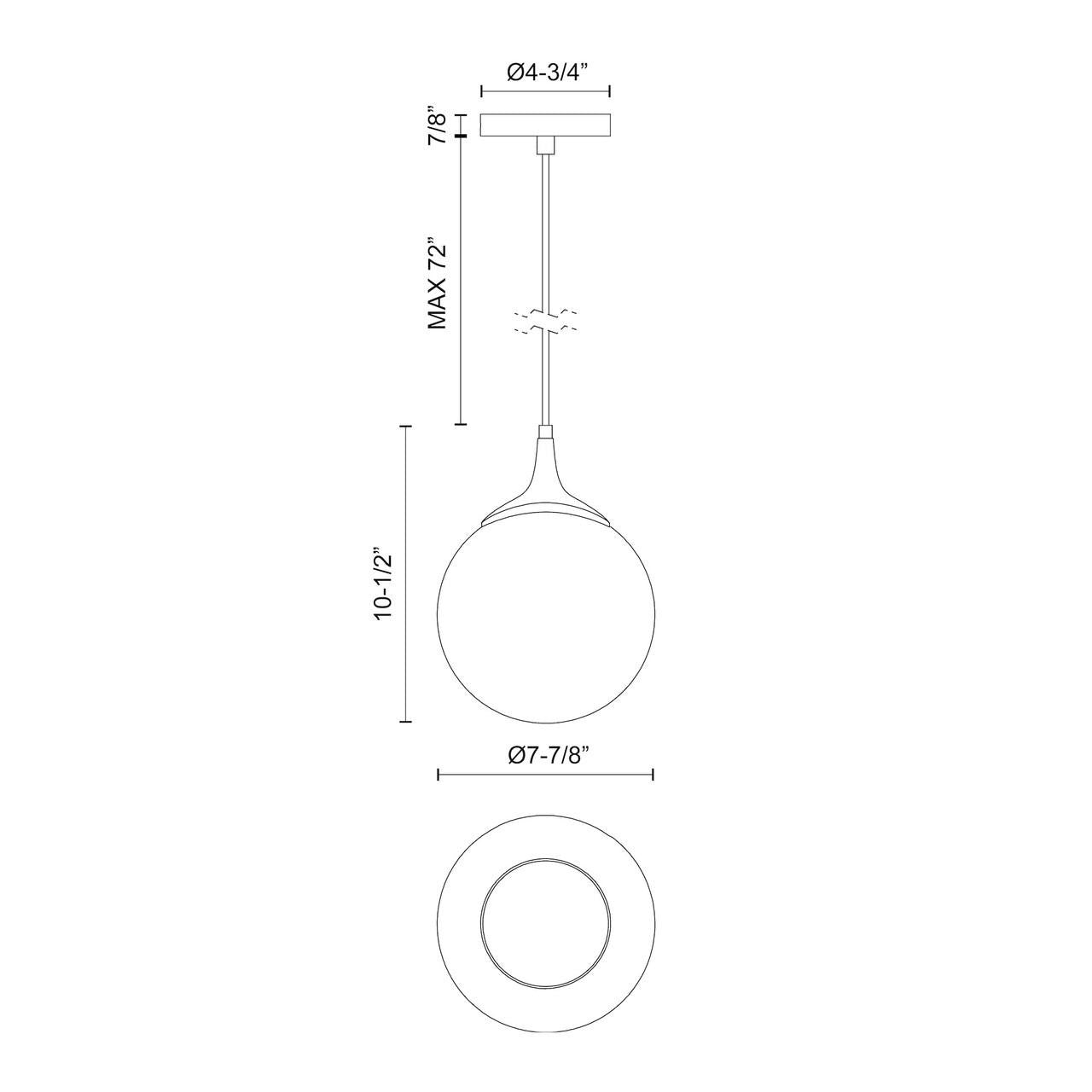 Alora Lighting Nouveau Pendant, 1-Light, Matte Black, Opal Matte Glass, 10.5"H