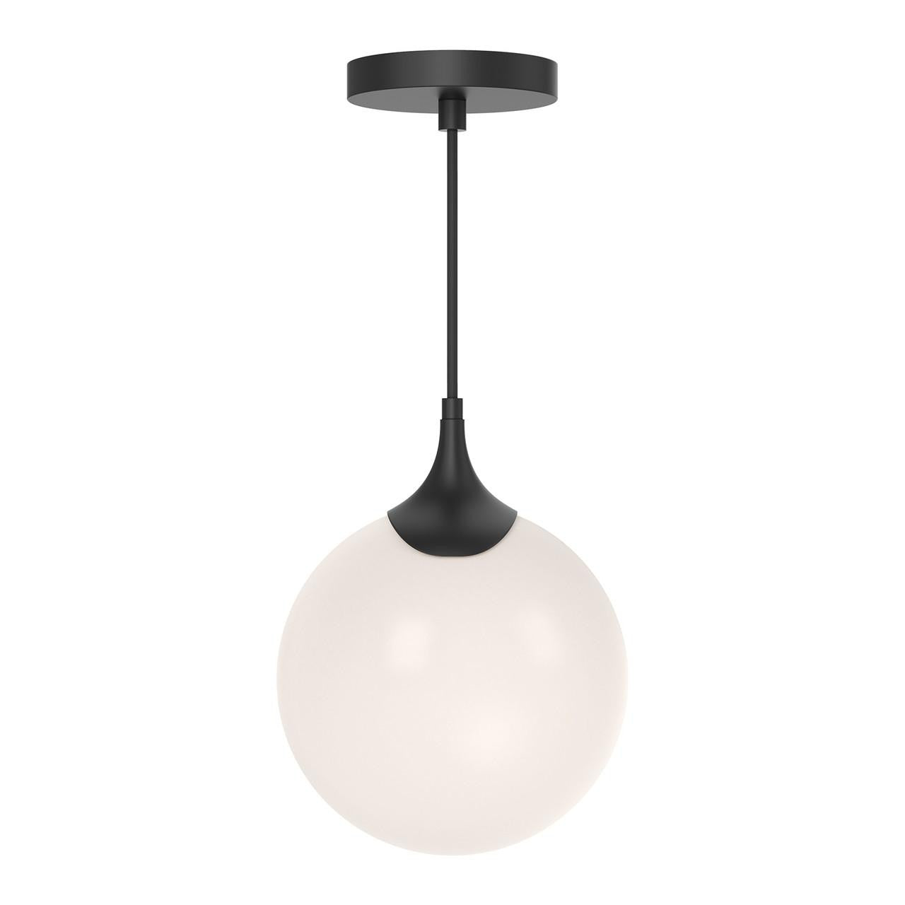 Alora Lighting Nouveau Pendant, 1-Light, Matte Black, Opal Matte Glass, 10.5"H