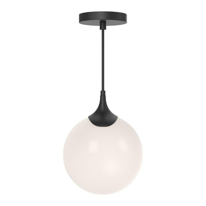 Alora Lighting Nouveau Pendant, 1-Light, Matte Black, Opal Matte Glass, 10.5"H