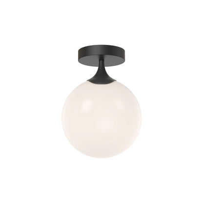 Alora Lighting Nouveau Semi-Flush Mount, 1-Light, Matte Black, Opal Matte Glass, 11.13"H