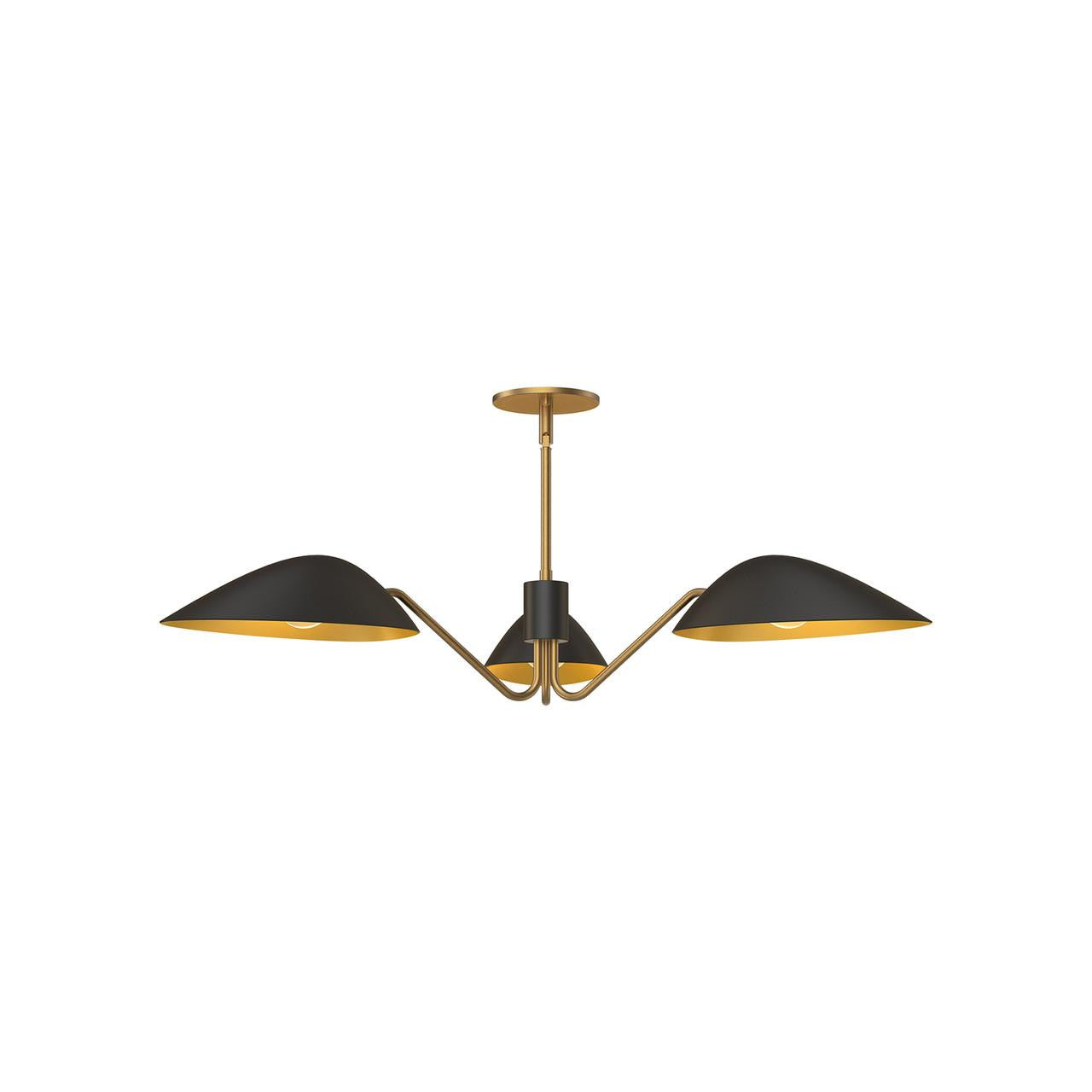 Alora Lighting Oscar 3 Light Pendant Aged Gold, Matte Black