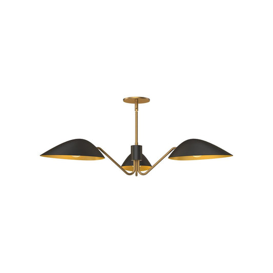 Alora Lighting Oscar 3 Light Pendant Aged Gold, Matte Black