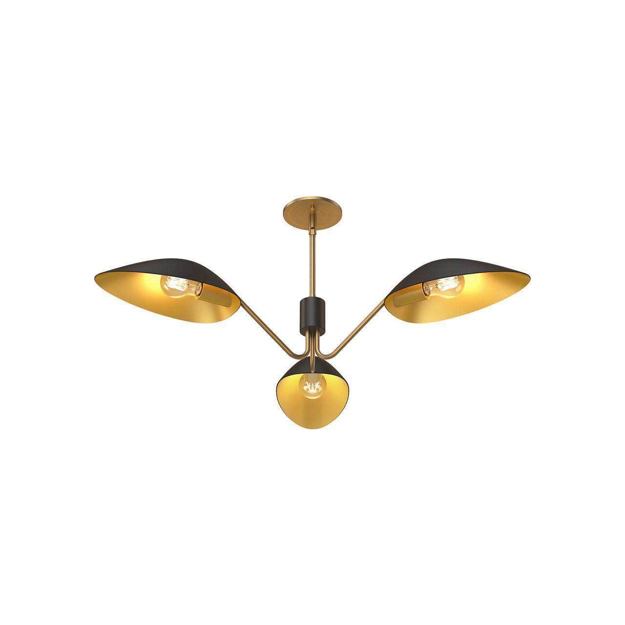 Alora Lighting Oscar 3 Light Pendant Aged Gold, White