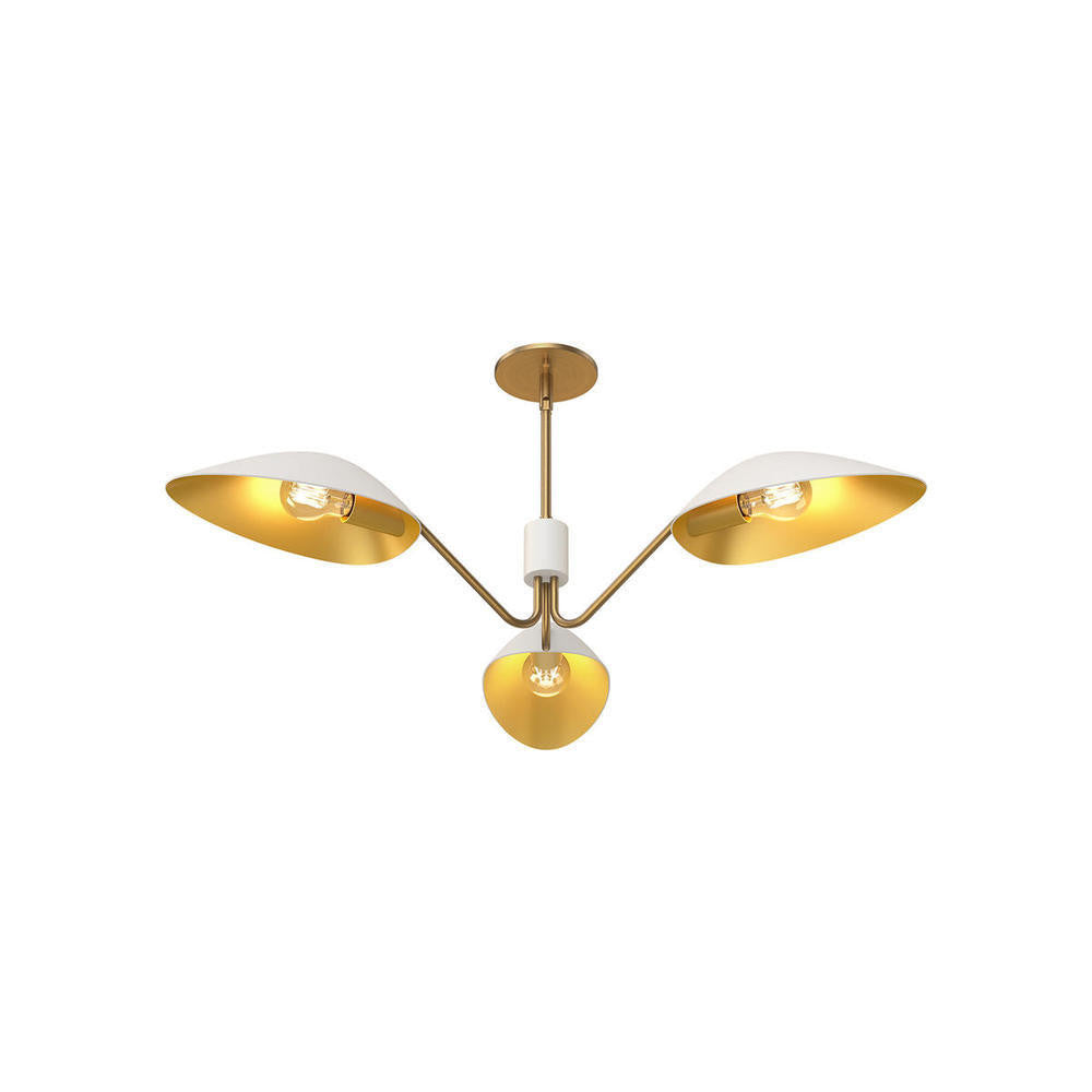 Alora Lighting Oscar Pendant, 3-Light, White, Aged Gold, 35.63"D (PD550336WHAG 706TVJL)