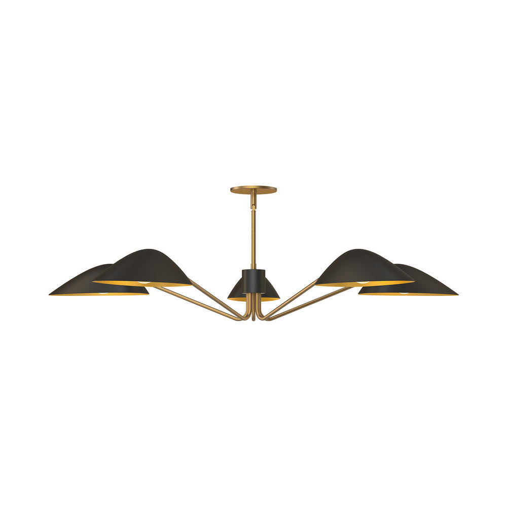 Alora Lighting Oscar 5 Light Pendant Aged Gold, White