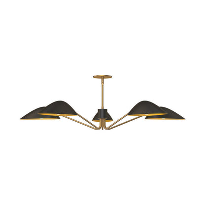 Alora Lighting Oscar 5 Light Pendant Aged Gold, White