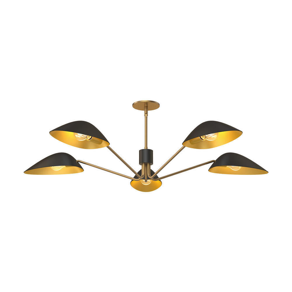 Alora Lighting Oscar 5 Light Pendant Aged Gold, Matte Black