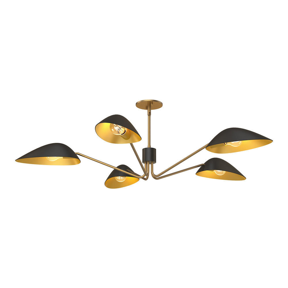 Alora Lighting Oscar Pendant, 5-Light, Matte Black, Aged Gold, 46"D (PD550545MBAG 706TVJM)