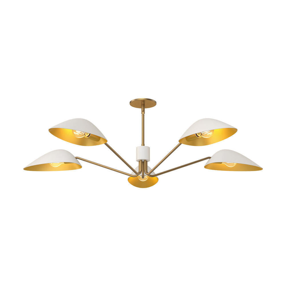 Alora Lighting Oscar Pendant, 5-Light, White, Aged Gold, 46"D (PD550545WHAG 706TVJN)