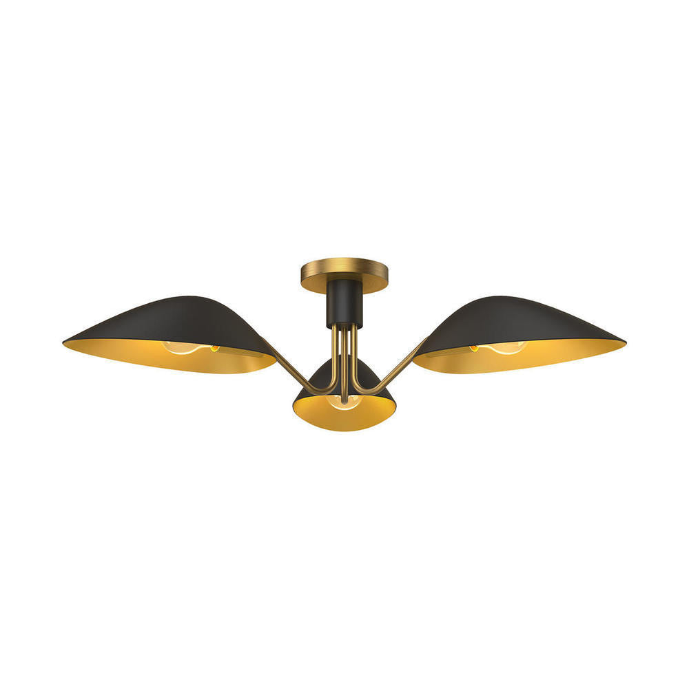 Alora Lighting Oscar Semi Flush Mount Aged Gold, Matte Black