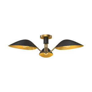 Alora Lighting Oscar Semi Flush Mount Aged Gold, Matte Black