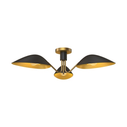 Alora Lighting Oscar Semi Flush Mount Aged Gold, Matte Black