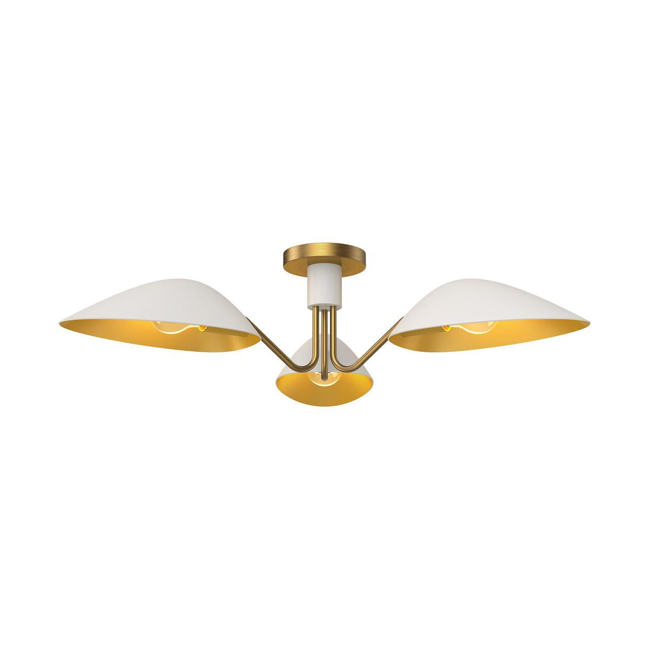 Alora Lighting Oscar Semi-Flush Mount, 3-Light, White, Aged Gold, 31.75"D