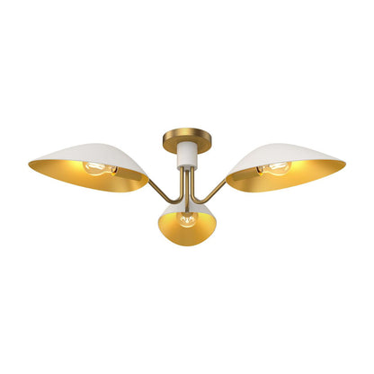 Alora Lighting Oscar Semi-Flush Mount, 3-Light, White, Aged Gold, 31.75"D