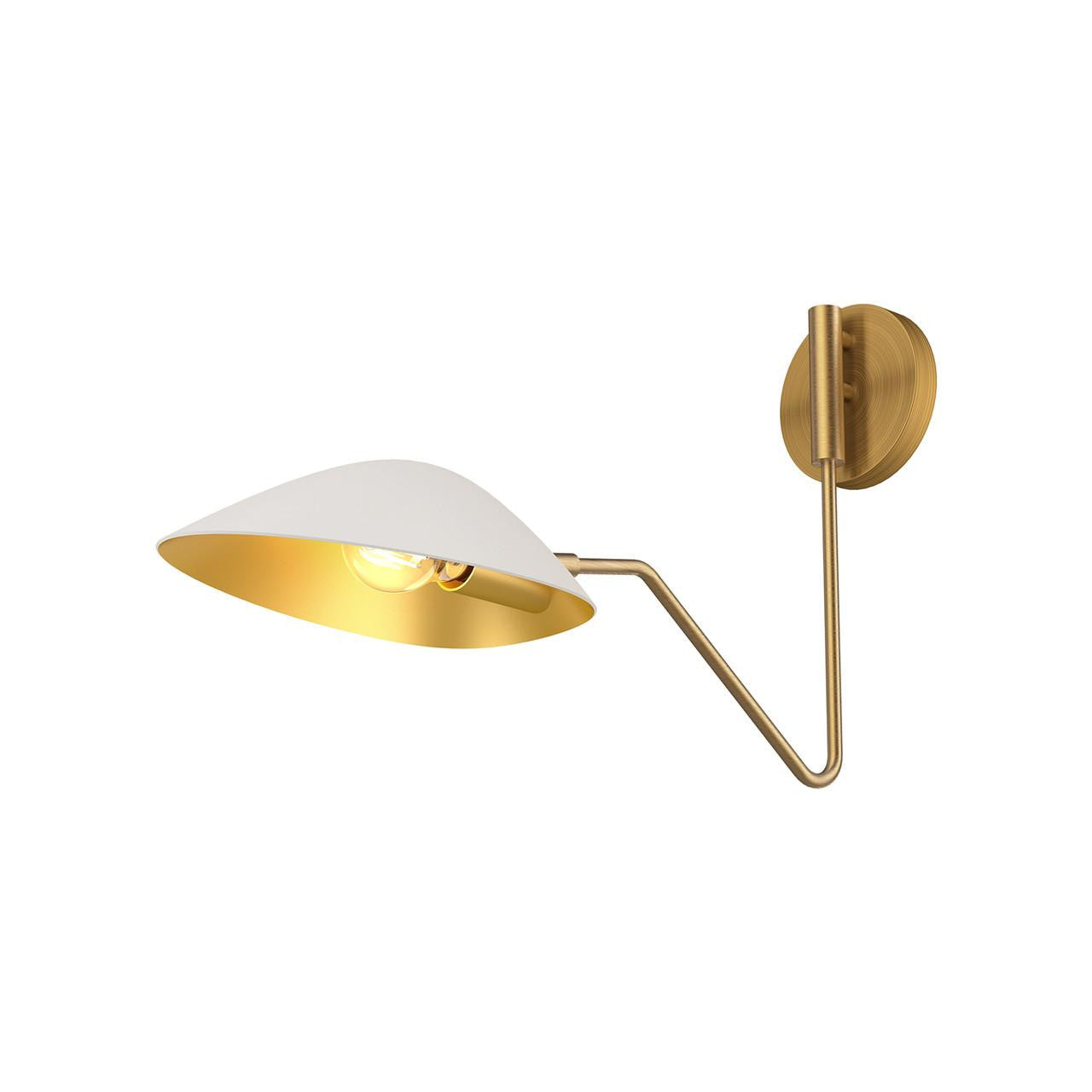 Alora Lighting Oscar Wall Sconce, 1-Light, White, Aged Gold, 22.38"E
