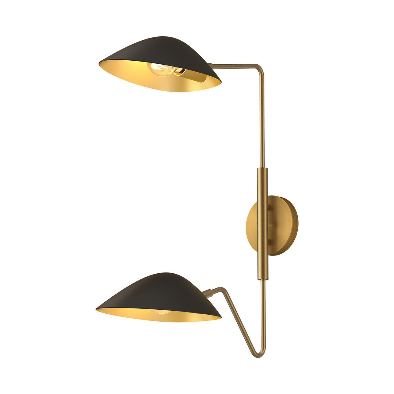 Alora Lighting Oscar 2 Light Wall/Vanity Light Aged Gold, Matte Black