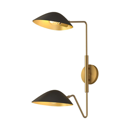 Alora Lighting Oscar 2 Light Wall/Vanity Light Aged Gold, Matte Black