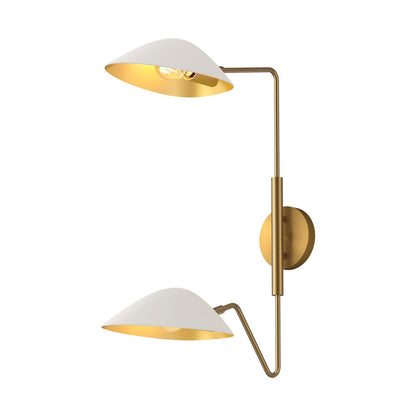 Alora Lighting Oscar Wall/Vanity Light, 2-Light, White, Aged Gold, 23.5"H