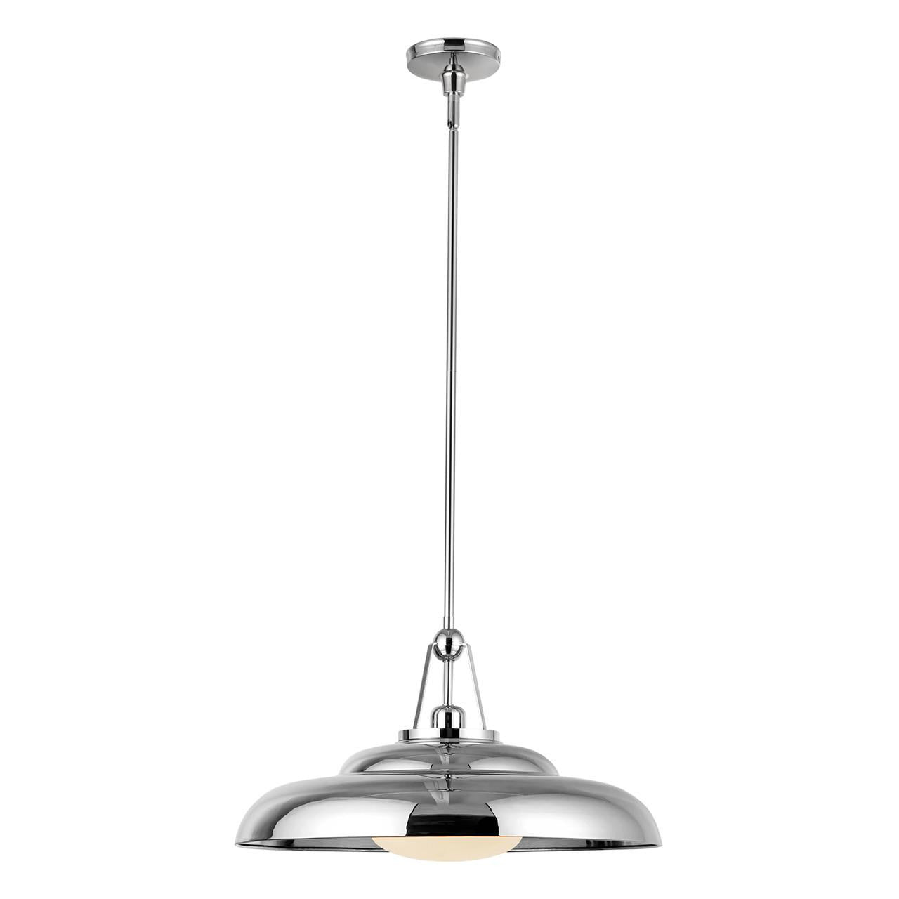 Alora Lighting Palmetto Pendant, 1-Light, Polished Nickel, Glossy Opal, 20"D