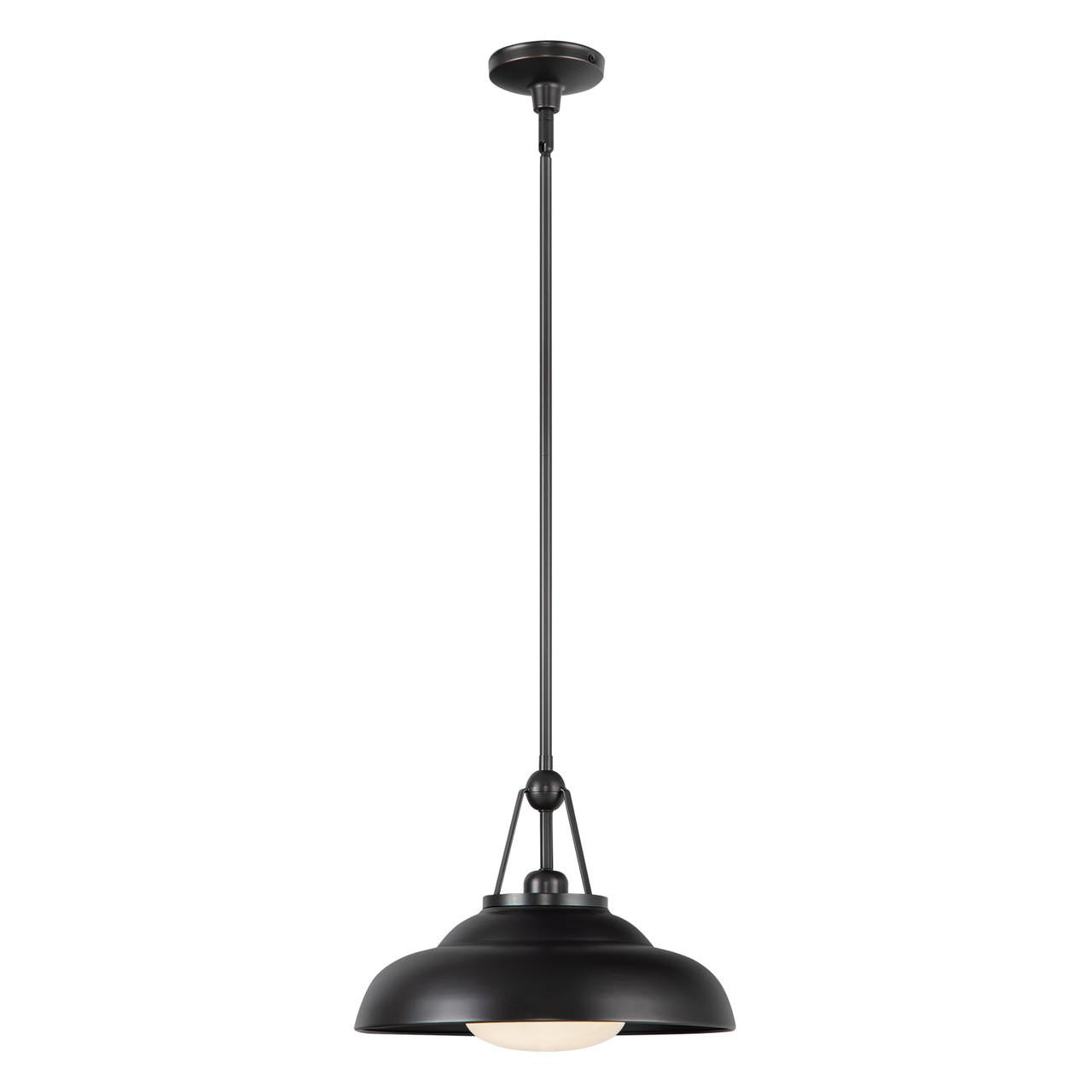 Alora Lighting Palmetto Pendant, 1-Light, Urban Bronze, Glossy Opal, 14.5"D