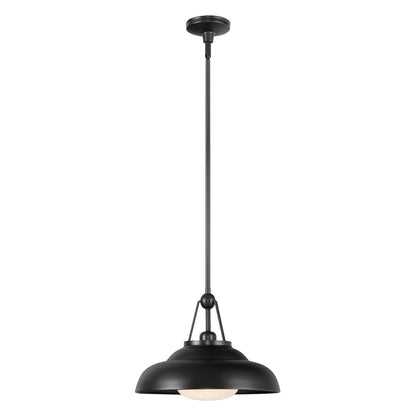 Alora Lighting Palmetto Pendant, 1-Light, Urban Bronze, Glossy Opal, 14.5"D