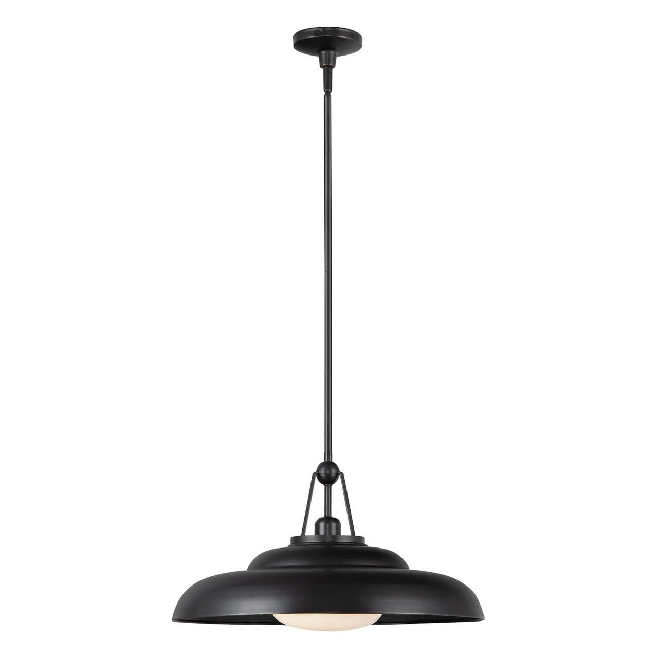 Alora Lighting Palmetto Pendant, 1-Light, Urban Bronze, Glossy Opal, 20"D