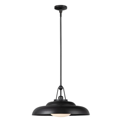 Alora Lighting Palmetto Pendant, 1-Light, Urban Bronze, Glossy Opal, 20"D
