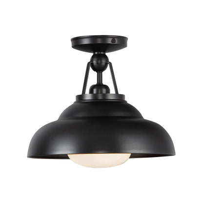 Alora Lighting Palmetto Semi-Flush Mount, 1-Light, Urban Bronze, Glossy Opal, 12"D