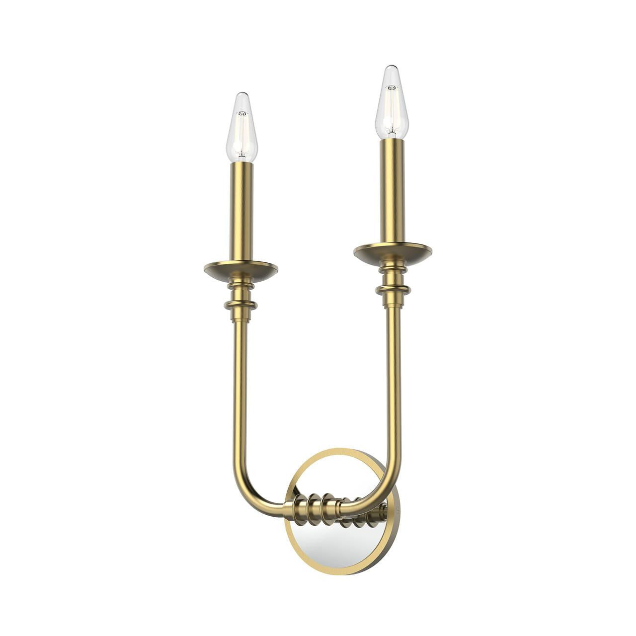 Alora Lighting Peabody Wall Sconce, 2-Light, Vintage Brass, 14.88"H