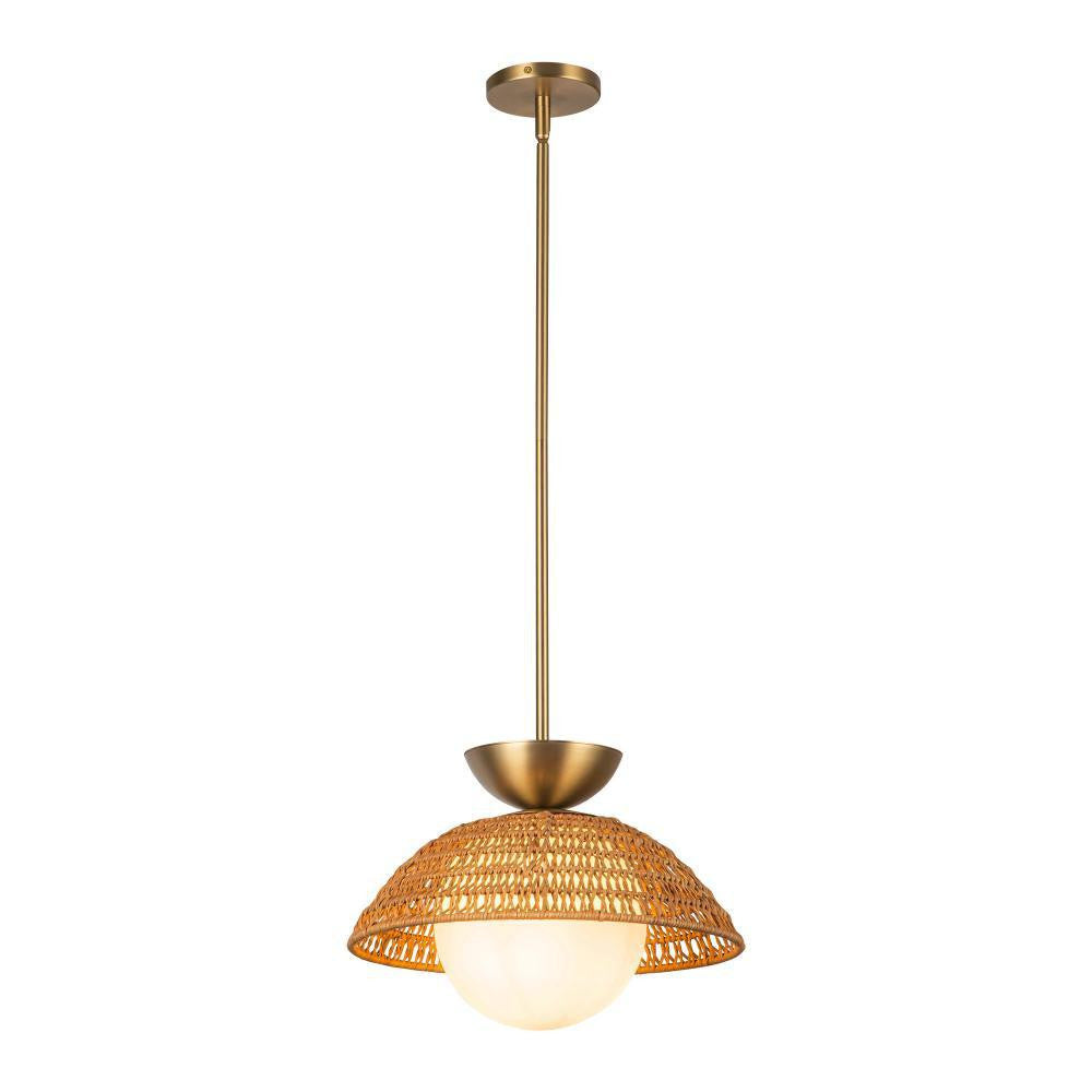 Alora Lighting Perth 14-in Brushed Gold/Opal Glass 1 Light Pendant