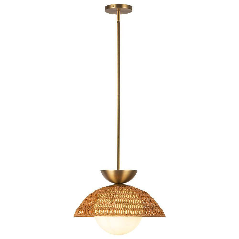 Alora Lighting Perth 14-in Brushed Gold/Opal Glass 1 Light Pendant