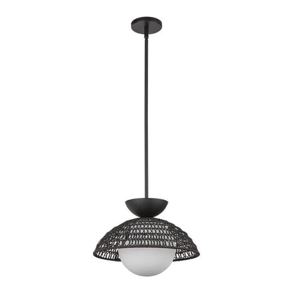 Alora Lighting Perth 14-in Matte Black/Opal Glass 1 Light Pendant