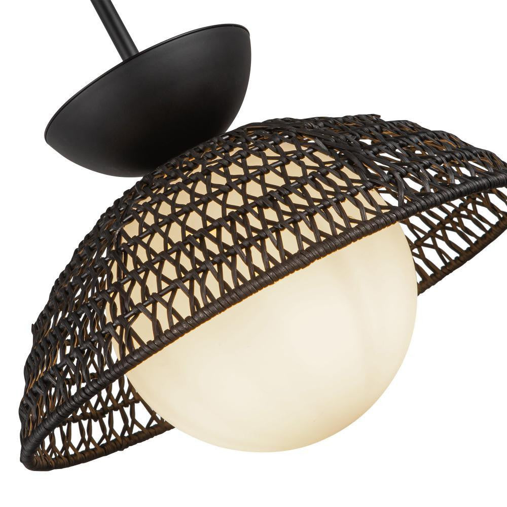 Alora Lighting Perth 14-in Matte Black/Opal Glass 1 Light Pendant