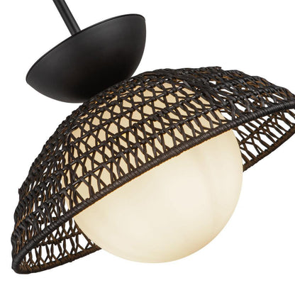 Alora Lighting Perth 14-in Matte Black/Opal Glass 1 Light Pendant