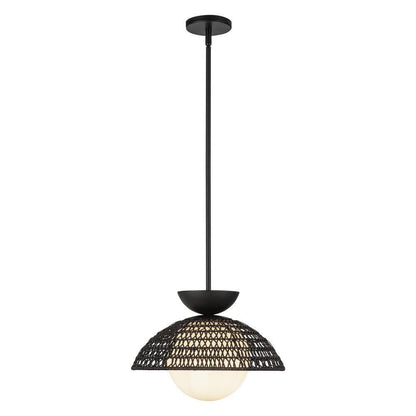 Alora Lighting Perth 14-in Matte Black/Opal Glass 1 Light Pendant