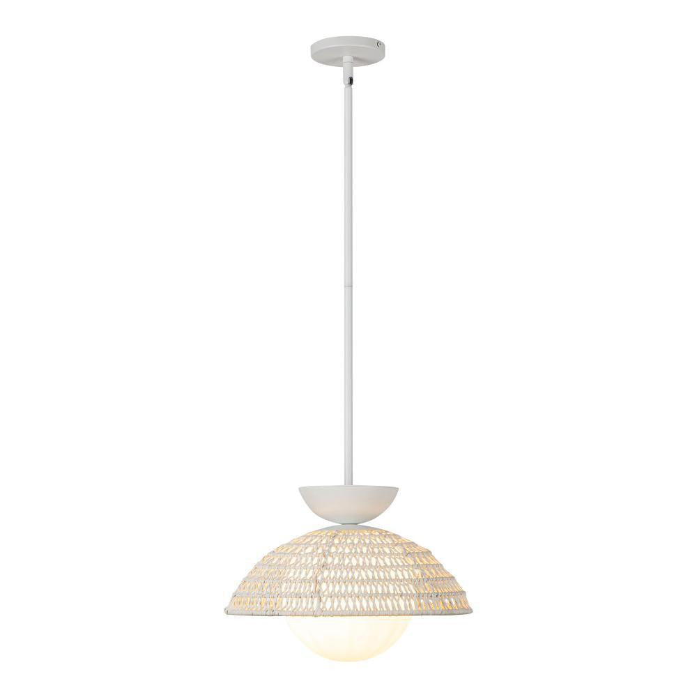 Alora Lighting Perth 14-in White/Opal Glass 1 Light Pendant