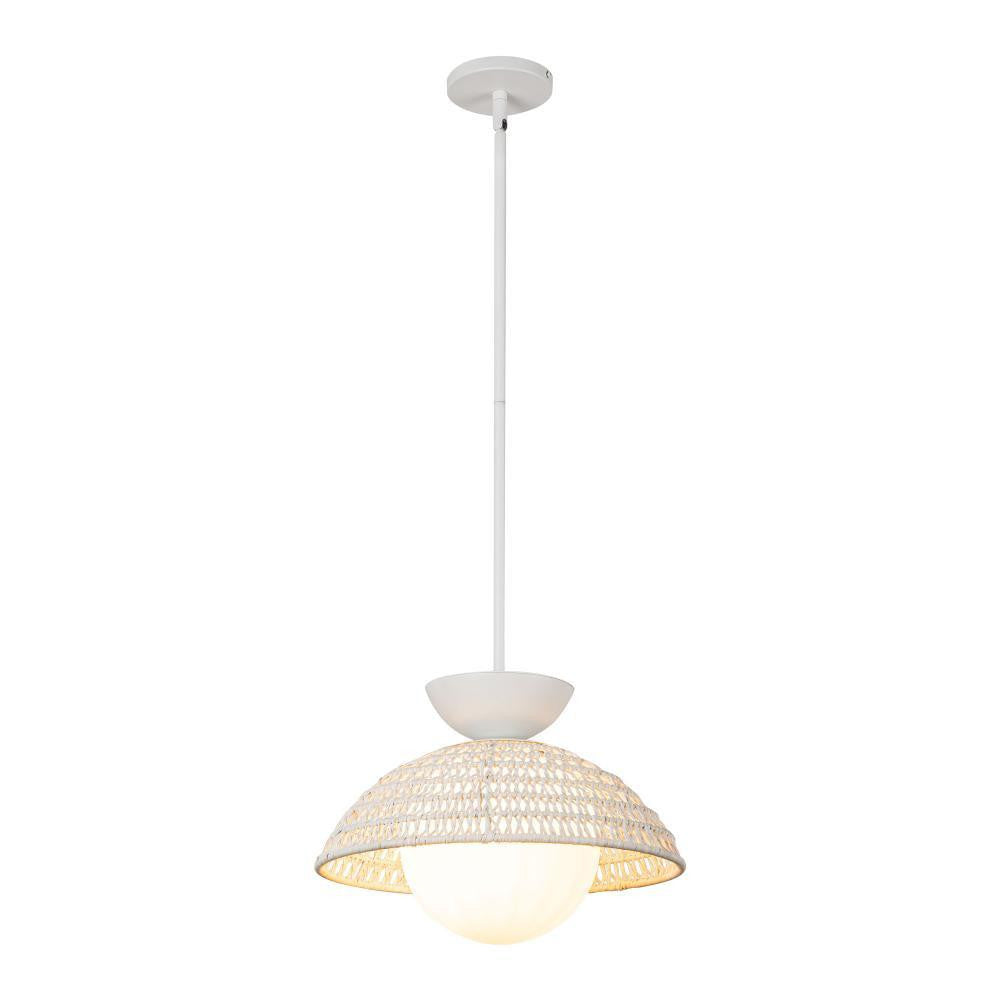 Alora Lighting Perth 14-in White/Opal Glass 1 Light Pendant