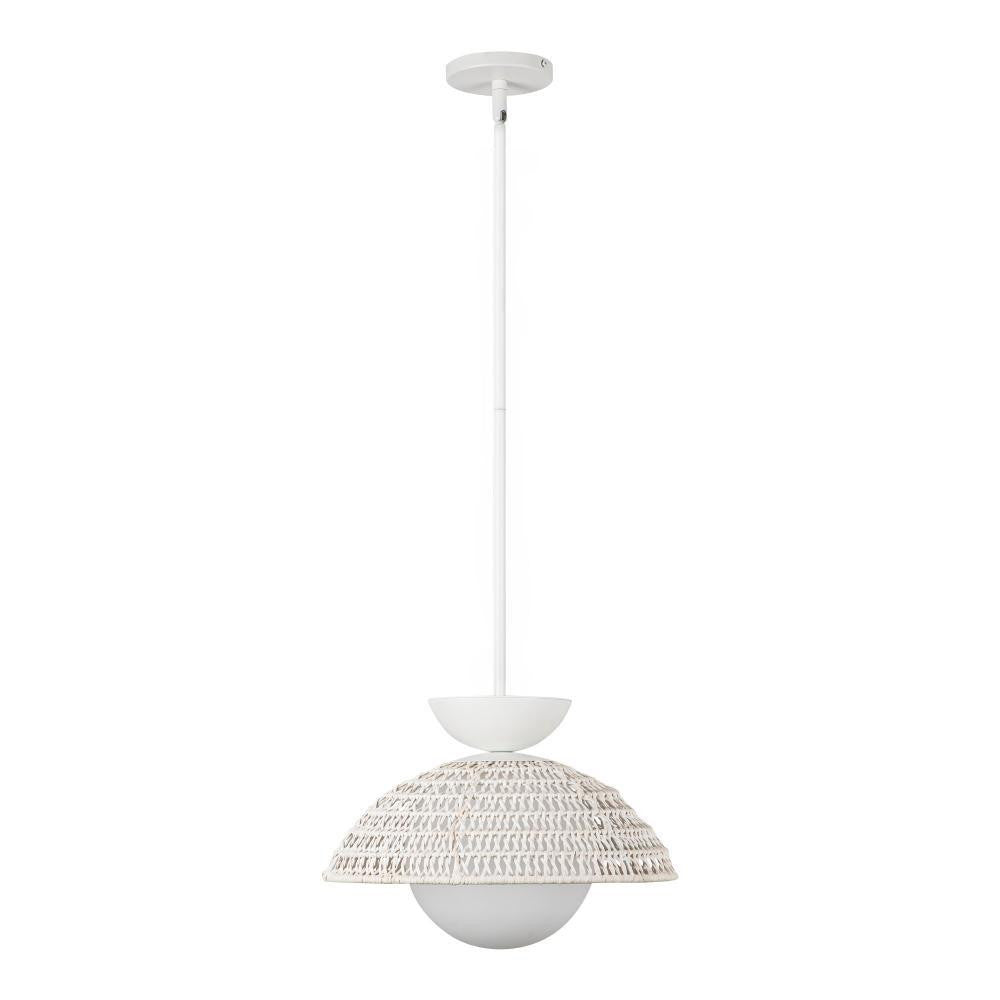 Alora Lighting Perth 14-in White/Opal Glass 1 Light Pendant