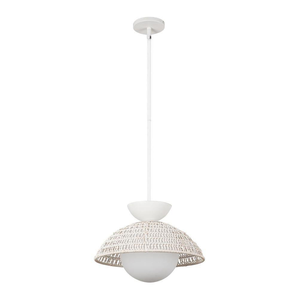 Alora Lighting Perth 14-in White/Opal Glass 1 Light Pendant