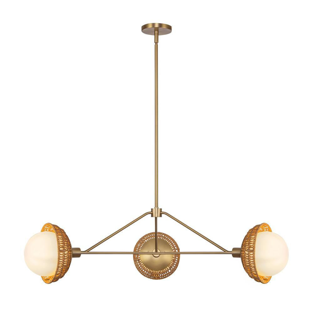 Alora Lighting Perth 40-in Brushed Gold/Opal Glass 3 Lights Chandelier