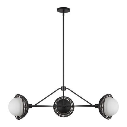 Alora Lighting Perth 40-in Matte Black/Opal Glass 3 Lights Chandelier